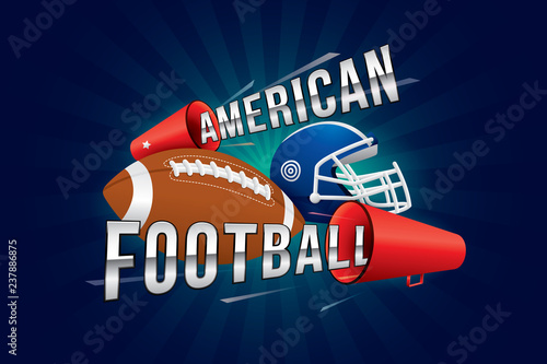 Vector american football text design with megaphone.