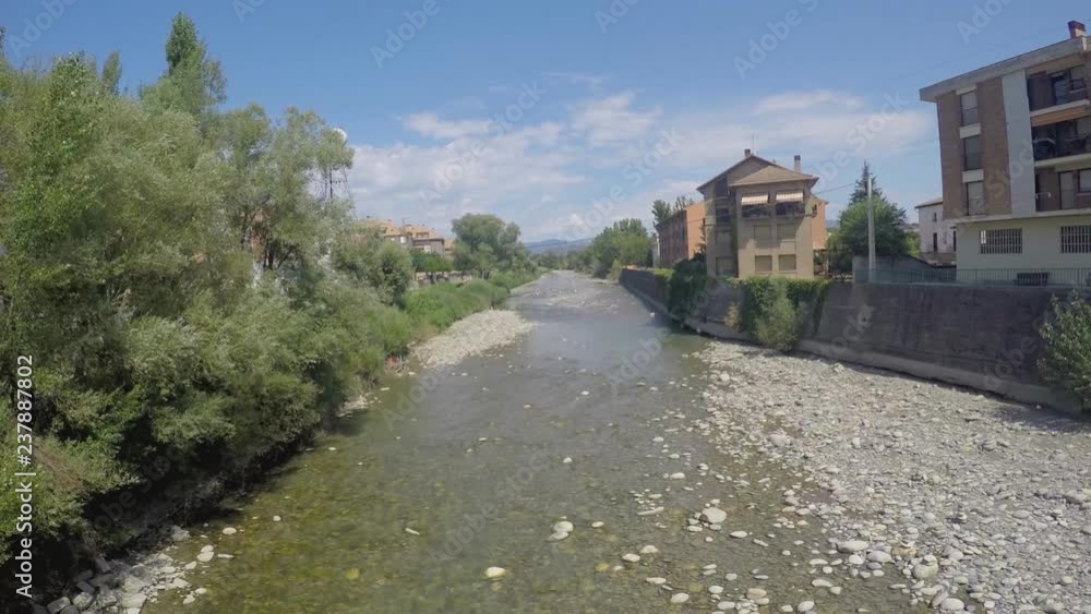 Retaining Walls Of Small River In Town Retaining Walls Of Small River In Town