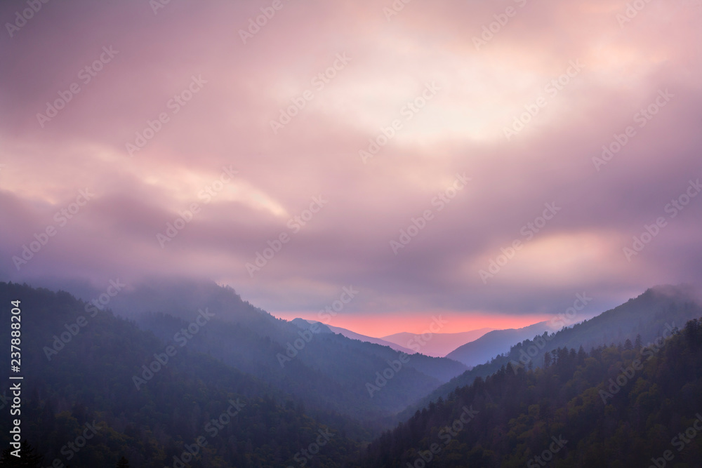Sunset in the Smoky Mountains National Park, Tennessee, USA