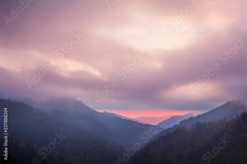 Fototapeta Naklejka Na Ścianę i Meble -  Sunset in the Smoky Mountains National Park, Tennessee, USA