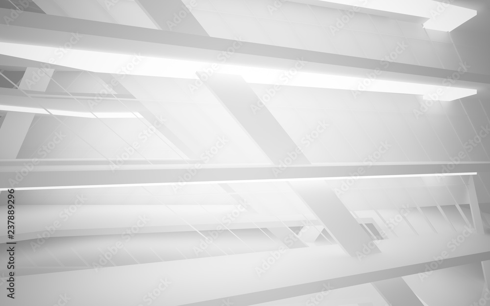 Abstract white interior of the future. 3D illustration and rendering