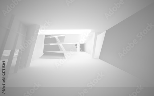 Fototapeta Naklejka Na Ścianę i Meble -  Abstract white interior of the future. 3D illustration and rendering