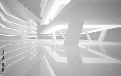 Abstract white interior of the future. 3D illustration and rendering