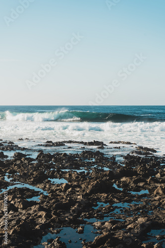 big waves and rocks