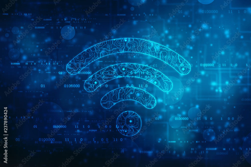 Wi Fi Visual Examples 2d rendering WiFi symbol, Internet Communication Concept Background ...