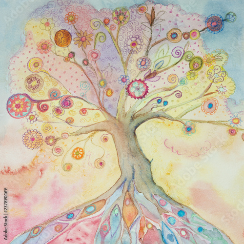 Foto Whimsical tree of life with pastel colors