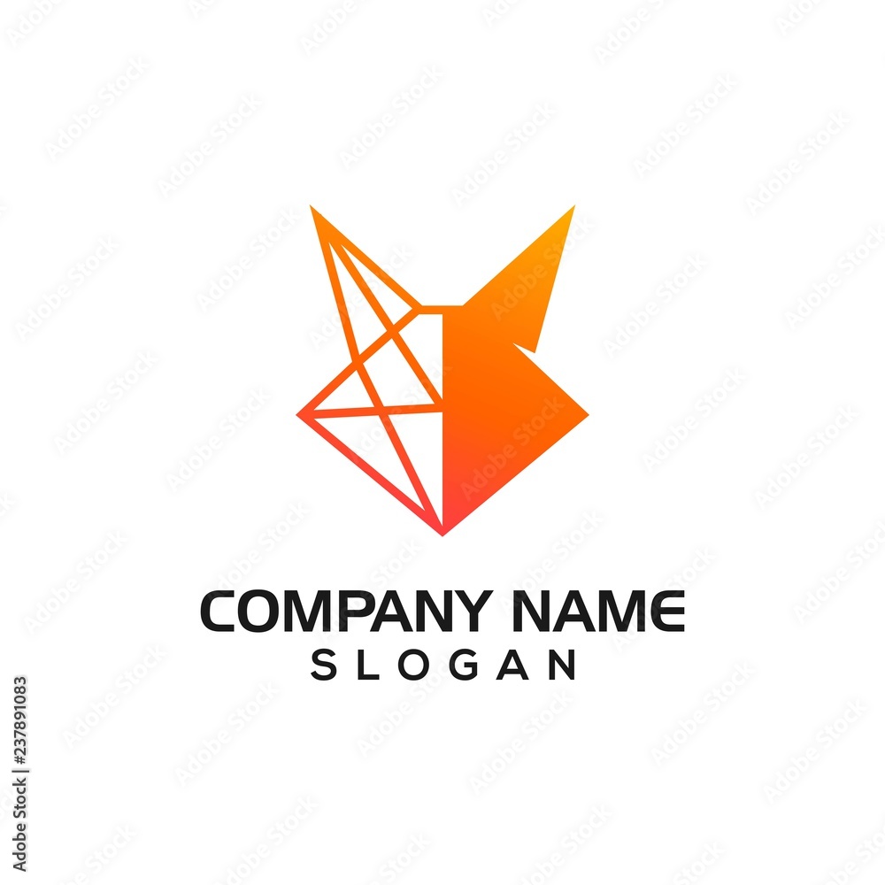 Obraz premium Fox and network symbol for technology logo template with vector file.