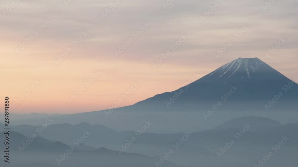 Mt. Fuji over Mountains Captured from Mt. Kushigata in the Morning (time lapse/panning) Mt. Fuji over Mountains Captured from Mt. Kushigata in the Morning (time lapse/panning)
