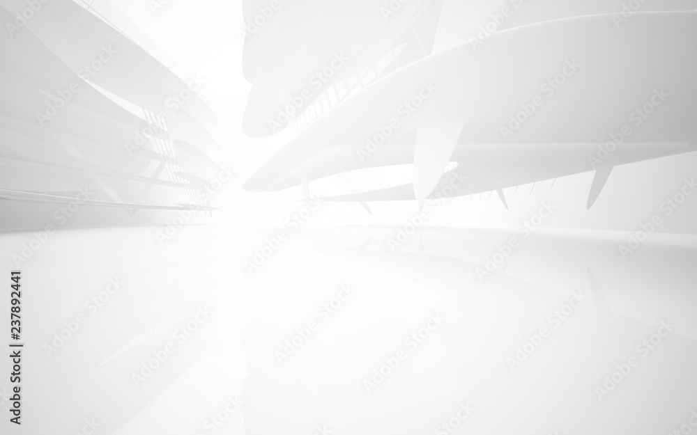 White smooth abstract architectural background. 3D illustration and rendering