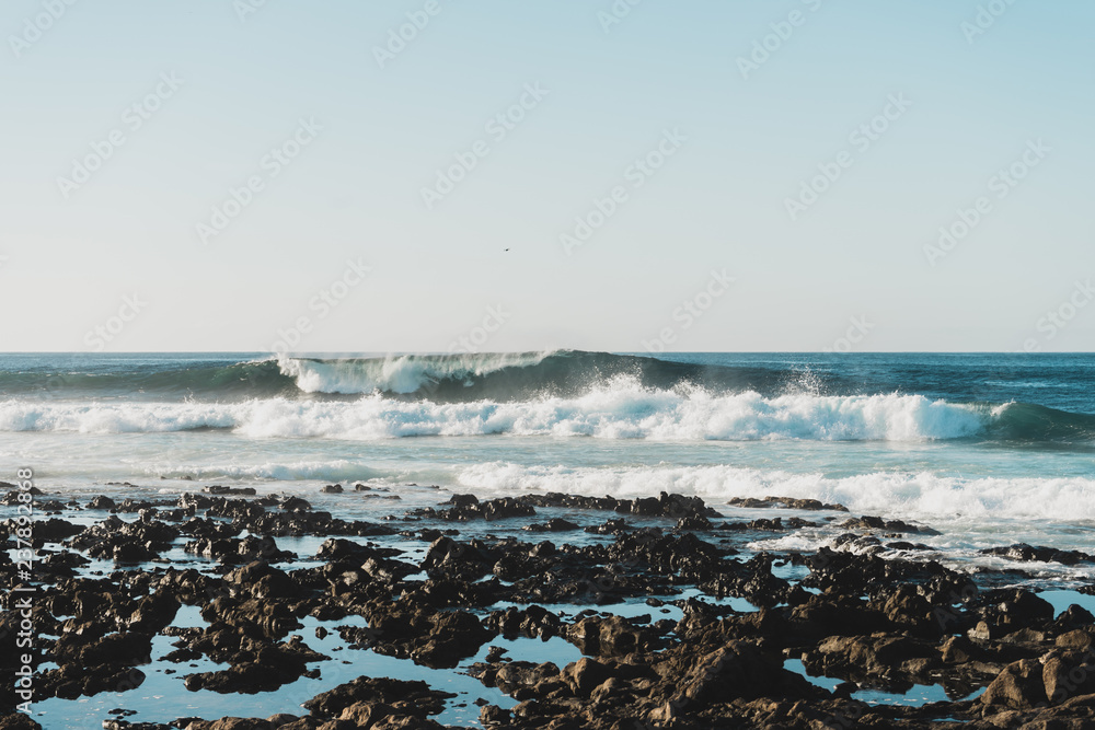big waves and rocks