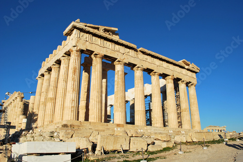 Parthenon temple on a bright day. Acropolis, Athens, Greece