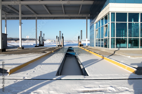 Station weighing trucks in the factory.