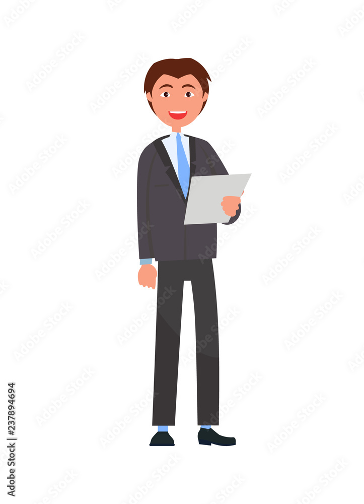 Man in Formal Wear with List of Paper, Businessman Man in Formal Wear with List of Paper, Businessman