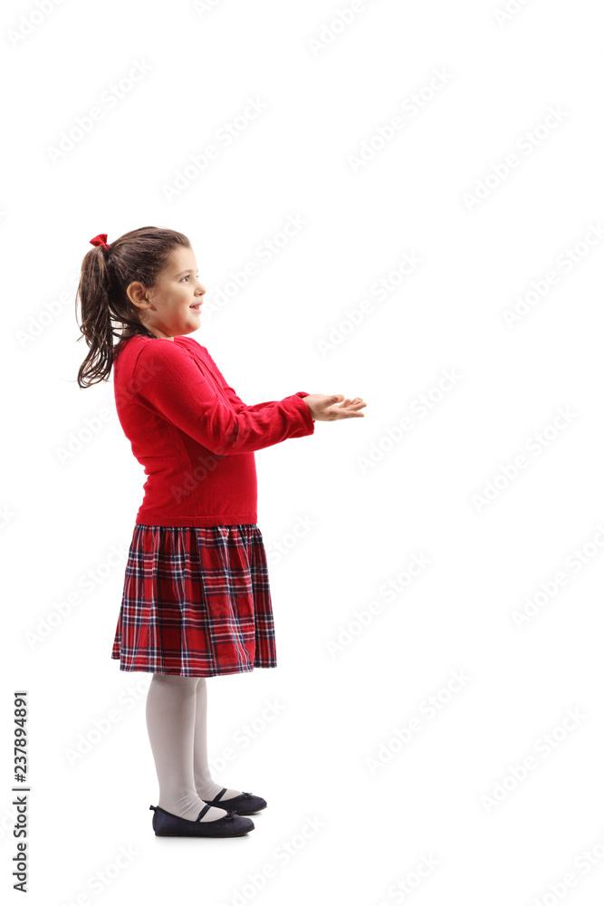 Little girl gesturing with her hands as to recieve something Little girl gesturing with her hands as to recieve something