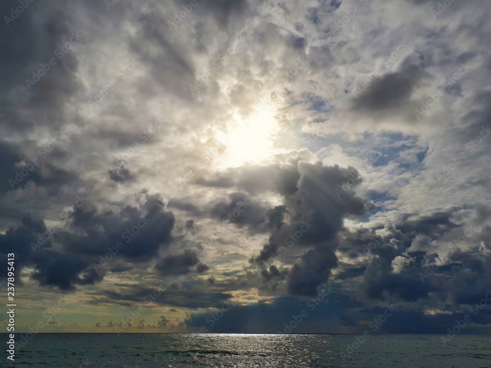 Seascape with a dark clouds.