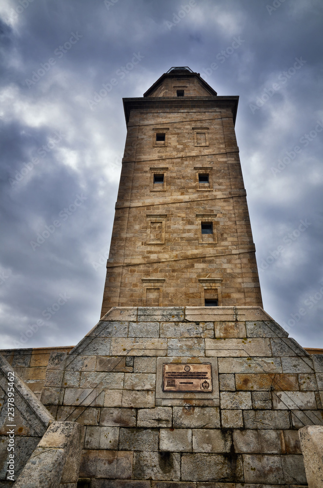 The Tower of Hercules, is an ancient Roman lighthouse near the city of A Coruña, in the North of Spain The Tower of Hercules, is an ancient Roman lighthouse near the city of A Coruña, in the North of Spain