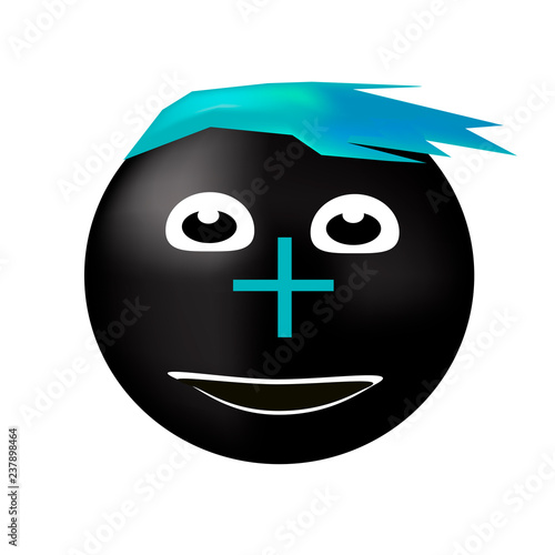 African American emotion with blue hair