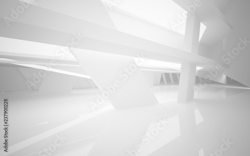Abstract white interior of the future  with neon lighting. 3D illustration and rendering