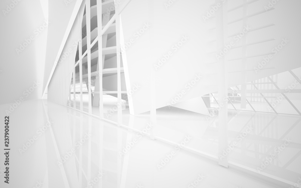 Fototapeta premium Abstract white interior of the future. 3D illustration and rendering