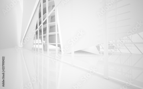 Abstract white interior of the future. 3D illustration and rendering