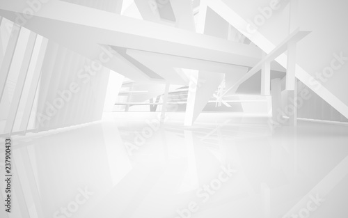 Abstract white interior of the future. 3D illustration and rendering