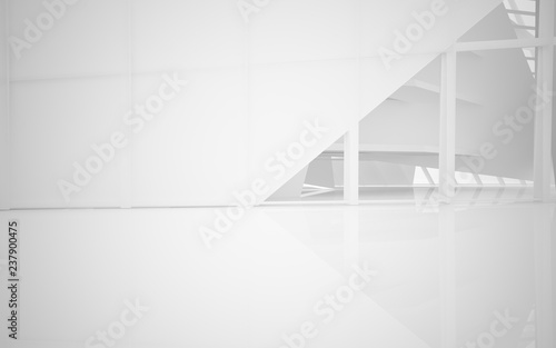 Abstract white interior of the future. 3D illustration and rendering