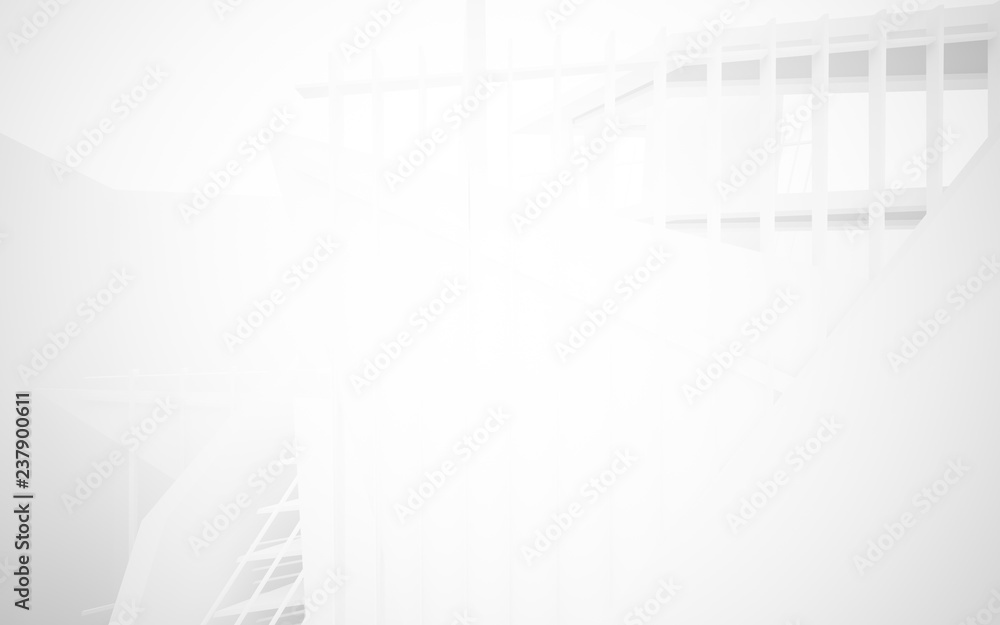 Fototapeta premium Abstract white interior of the future. 3D illustration and rendering