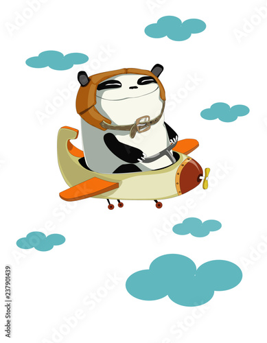 Happy panda pilot went on a long journey