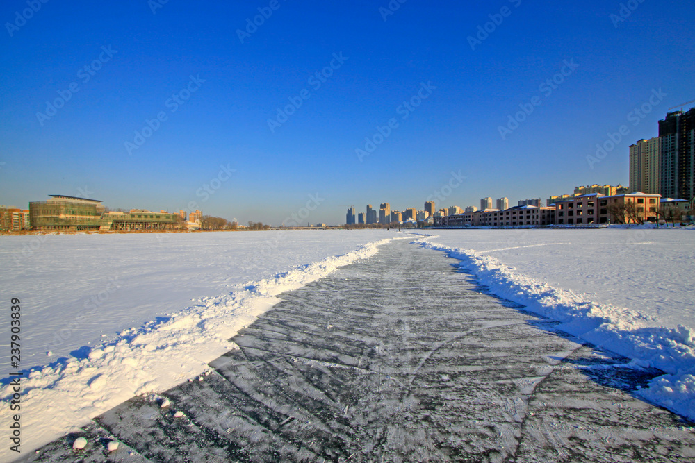 northern Chinese city scenery in winter northern Chinese city scenery in winter