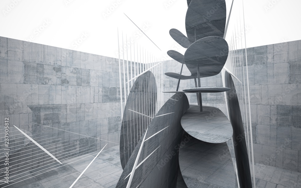 Empty dark abstract concrete smooth interior . Architectural background. 3D illustration and rendering