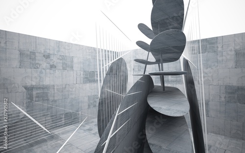 Obraz na płótnie Empty dark abstract concrete smooth interior . Architectural background. 3D illustration and rendering w salonie