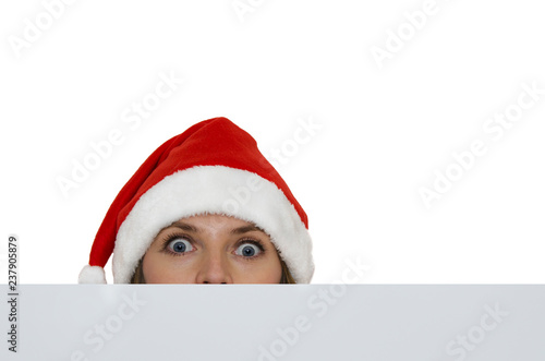 woman in Santa's hat © andyborodaty