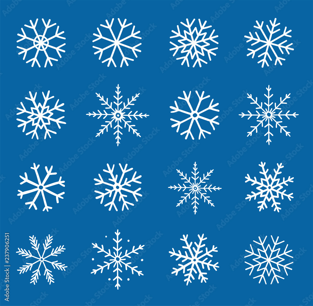 winter hand drawn set of white snowflakes winter hand drawn set of white snowflakes