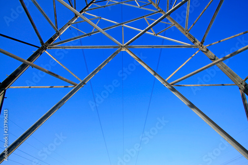 Electric power tower bottom view