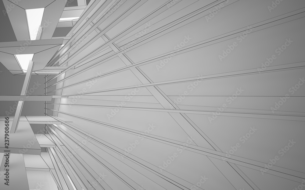 Obraz premium Abstract white interior highlights future. Polygon drawing . Architectural background. 3D illustration and rendering