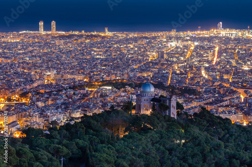 Canvas Print Barcelona at night from Collserola