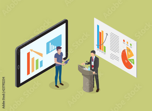 Phone Cell with Data Screen Vector Illustration