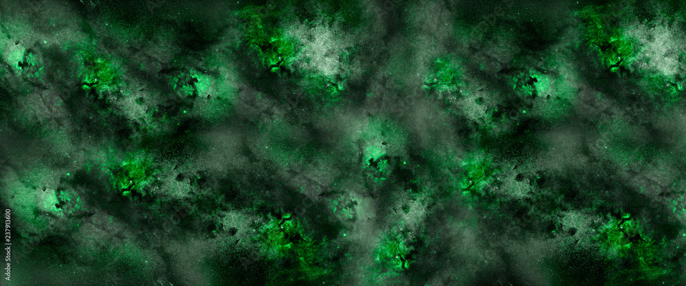 green nebula and cosmos as background, illustration