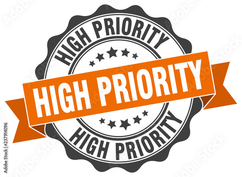 high priority stamp. sign. seal