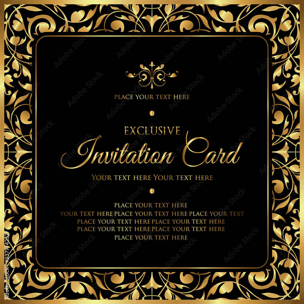 Luxury invitation card - decorative black and gold vector design Luxury invitation card - decorative black and gold vector design