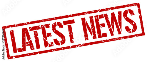 latest news red grunge square vintage rubber stamp