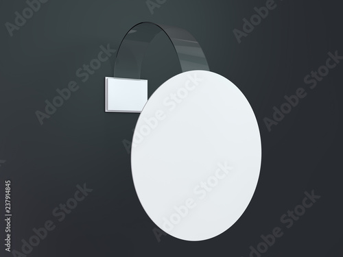 Blank wobbler hanging on wall mockup. 3D