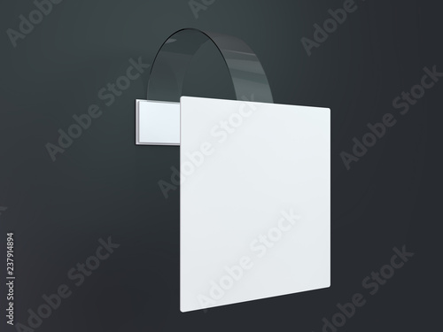 Blank wobbler hanging on wall mockup. 3D