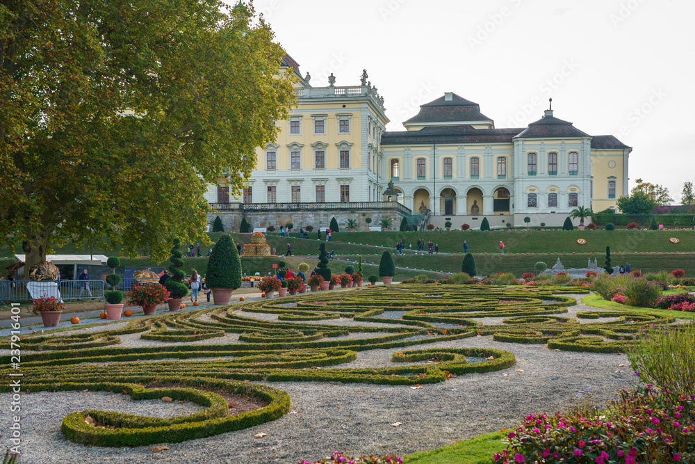 pumpkin exhibition in a baroque palace with garden in Ludwigsburg, Germany