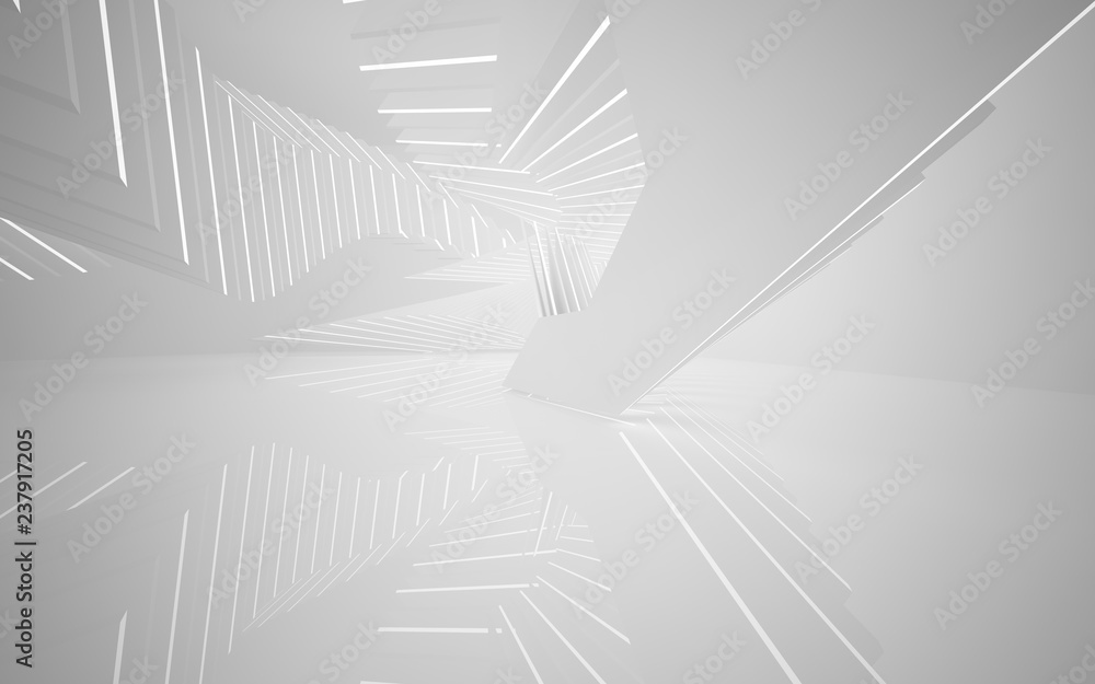 Abstract white interior of the future, with neon lighting. 3D illustration and rendering Abstract white interior of the future, with neon lighting. 3D illustration and rendering
