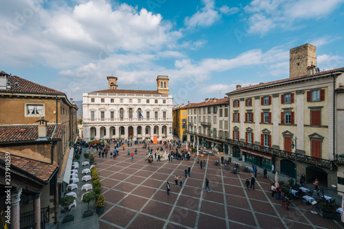 Piazza Vecchia, in Citta Alta, Bergamo, Italy