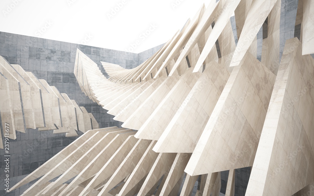 Abstract interior of concrete. Architectural background. 3D illustration and rendering