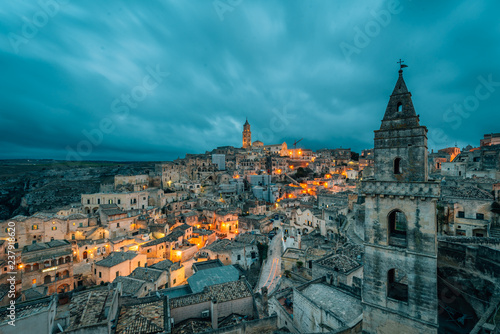 A night view of Matera, Basilicata, Italy © jonbilous