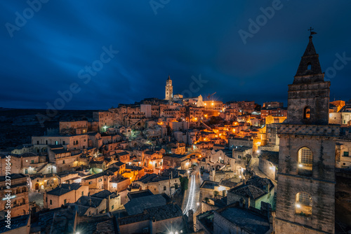 A night view of Matera, Basilicata, Italy © jonbilous
