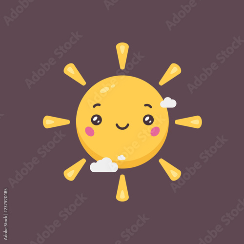Cute kawaii sun vector cartoon illustration